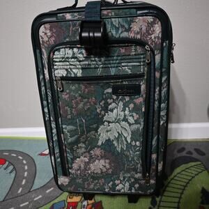 Atlantic Floral Tapestry Rolling Carry-On Suitcase Vintage Style Luggage Green